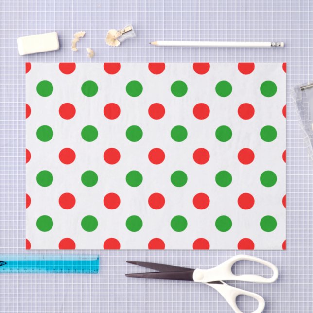 White Red Green Polka Dots Design  Tissue Paper (Craft)