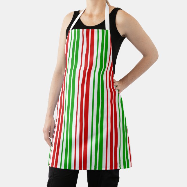 White Red Green Stripes Pattern   Apron (Insitu)