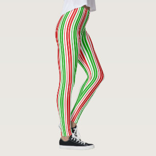 White Red Green Stripes Pattern   Leggings