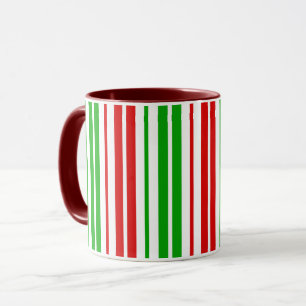 White Red Green Stripes Pattern   Mug