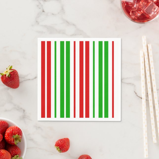 White Red Green Stripes Pattern   Napkin (Insitu)