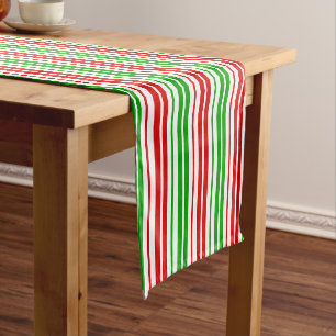 White Red Green Stripes Pattern   Short Table Runner