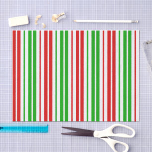 White Red Green Stripes Pattern   Tissue Paper
