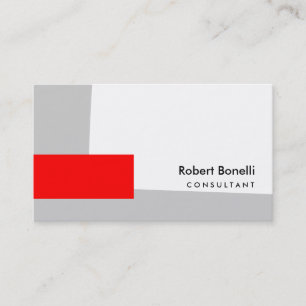 White Red Grey Plain Consultant Business Card