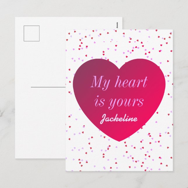  White Red Heart Cute Modern Valentines Day Holiday Postcard (Front/Back)