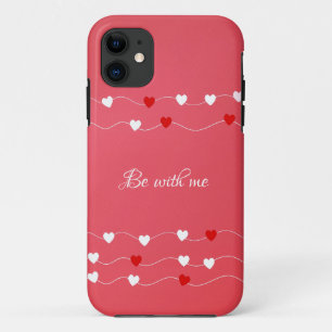 White-red heart monogram iPhone Case