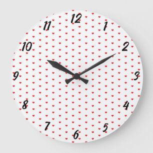 White Red Heart Patterns Valentine's Day Gift Cool Large Clock