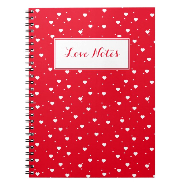 White & Red Hearts Notebook (Front)