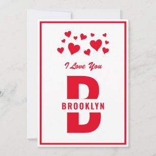 White Red Hipster Monogram Happy Valentine's Day Card