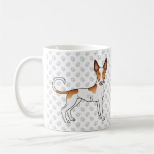 White & Red Ibizan Hound Smooth Coat Dog And Paws Coffee Mug
