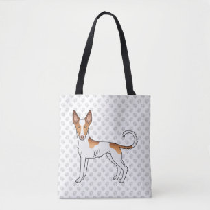 White & Red Ibizan Hound Smooth Coat Dog And Paws Tote Bag