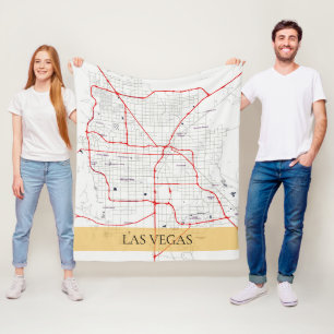 WHITE RED LAS VEGAS NEVADA USA OUTLINE MAP FLEECE BLANKET