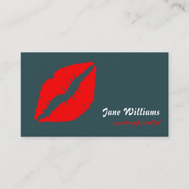 White Red Lips Makeup Artist Business Card (Front)