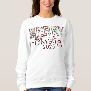 White Red Merry Christmas 2025 Long Sleeve T-Shirt Sweatshirt