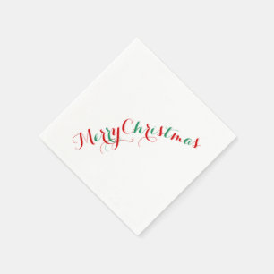 White Red Merry Christmas Paper Napkins