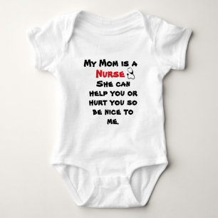 White Red My Mom Is A Nurse Funny Baby Bodysuit