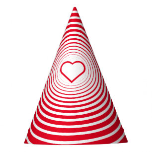 White Red Paper Party Hat with Heart Customizable