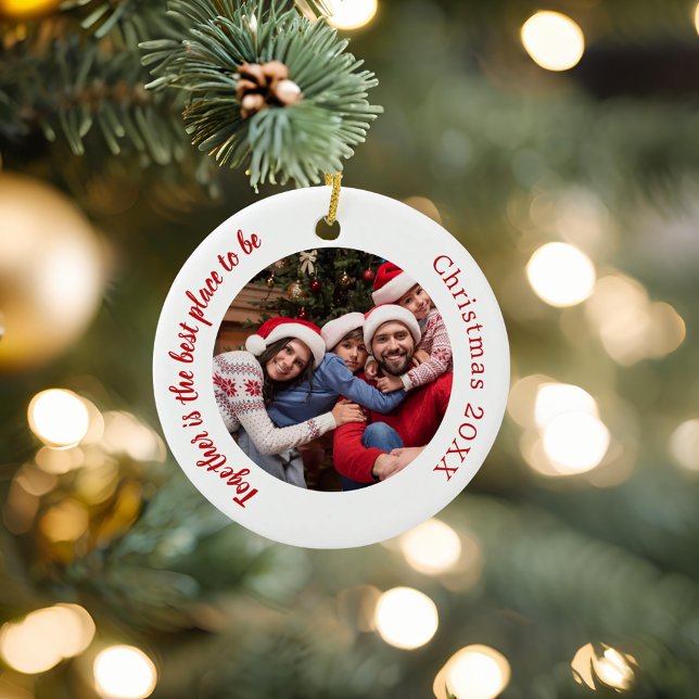 White red photo family together quote Christmas Metal Ornament (Creator Uploaded)