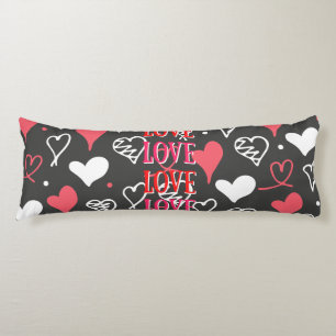White Red & Pink "Love" Phrase Print Body Pillow