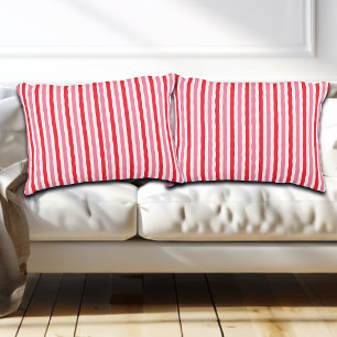 White Red Pink Summer Stripes Accent Pillow