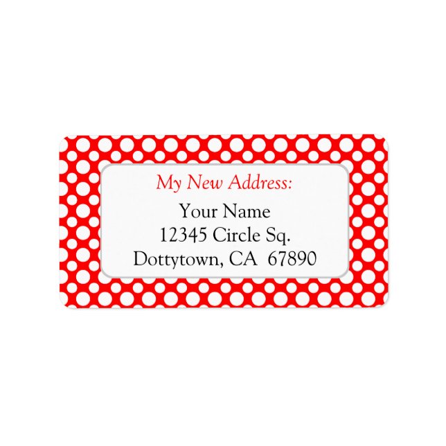 White Red Polka Dots Custom New Address Lables Label (Front)