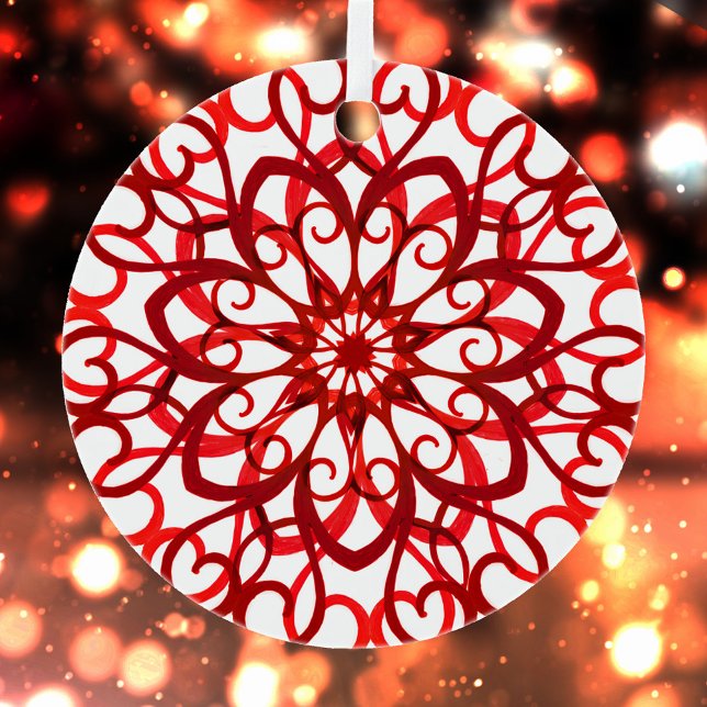 White Red Pretty Decorative Traditional Christmas Metal Ornament (Creator Uploaded)