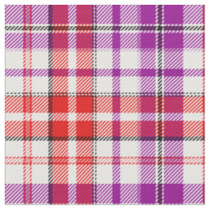 White Red Purple Plaid Tartan Design Fabric