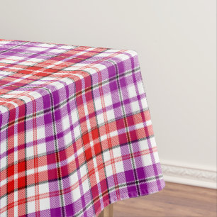 White Red Purple Plaid Tartan Design Tablecloth