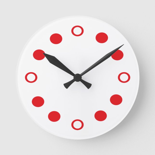 White Red Retro Modern Clock (Front)