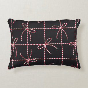 White Red Rope Bow, Twine Colour Ribbon and Tied K Accent Pillow