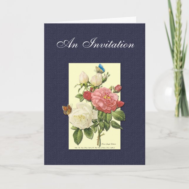 White Red Roses Custom Invitation Card (Front)