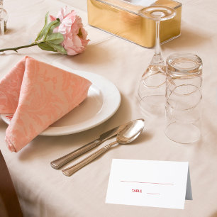 White red script wedding place card