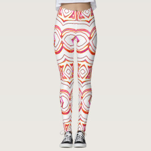 White red seamless pattern "Ratti_Creative_Arts" Leggings