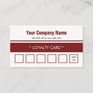 White Red Simple Border 6 Punch Loyalty Card