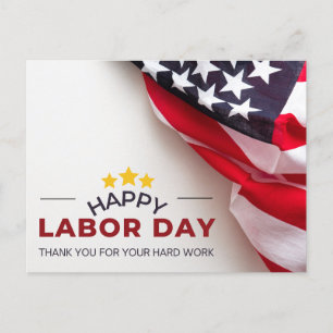 White red simple labour day  postcard