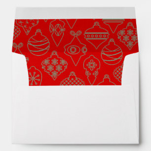 White Red Snowflake Christmas Holiday Envelope