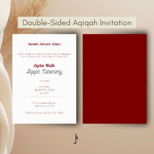 White Red Solid Colour Plain, Aqiqah Baby Shower Invitation
