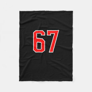 White Red Sports Team Number #67 Swea Fleece Blanket