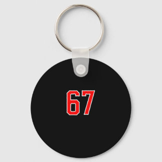 White Red Sports Team Number #67 Swea Keychain