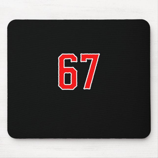 White Red Sports Team Number #67 Swea  Mouse Pad (Front)