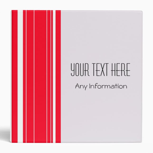 White Red Stripes. Plain Colour Background Binder (Front)