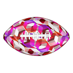 White, red to pink hexagons on dark red background football