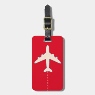 white red travel airplane luggage tag