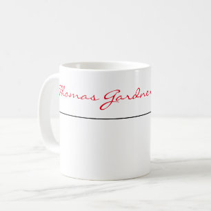 White Red Trendy Handwriting Plain Creative Modern Coffee Mug
