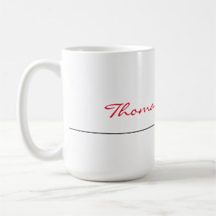 White Red Trendy Handwriting Plain Creative Modern Coffee Mug