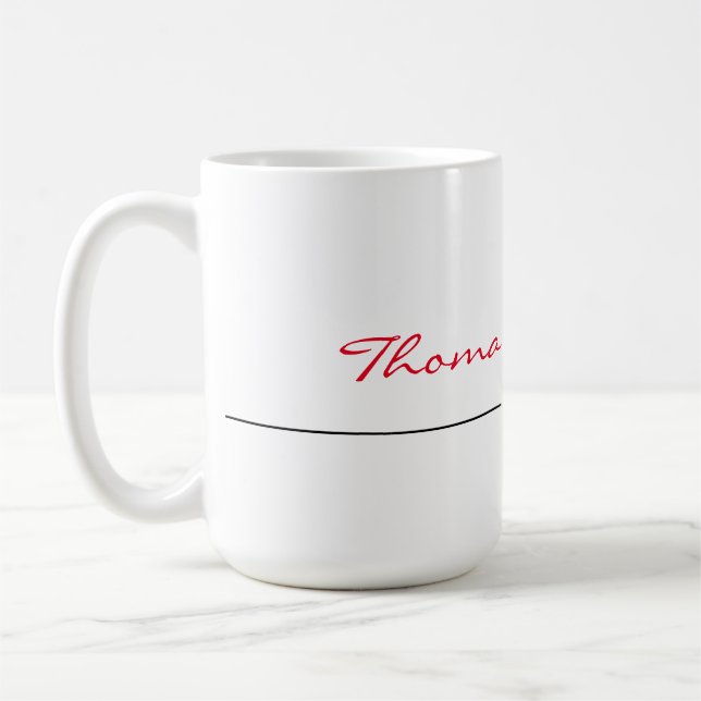 White Red Trendy Handwriting Plain Creative Modern Coffee Mug (Left)
