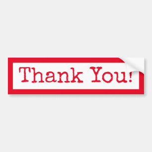 White Red Typewriter Font Thank You Bumper Sticker