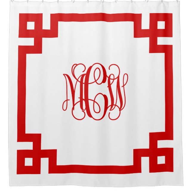 White Red Vine Monogram DIY BG & Greek Key Frame (Front)