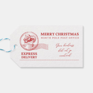 White Red Vintage Santa Claus Merry Christmas Gift Tags