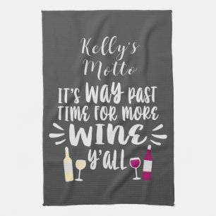 White Red Wine Humourous Text Design Kitchen Towel